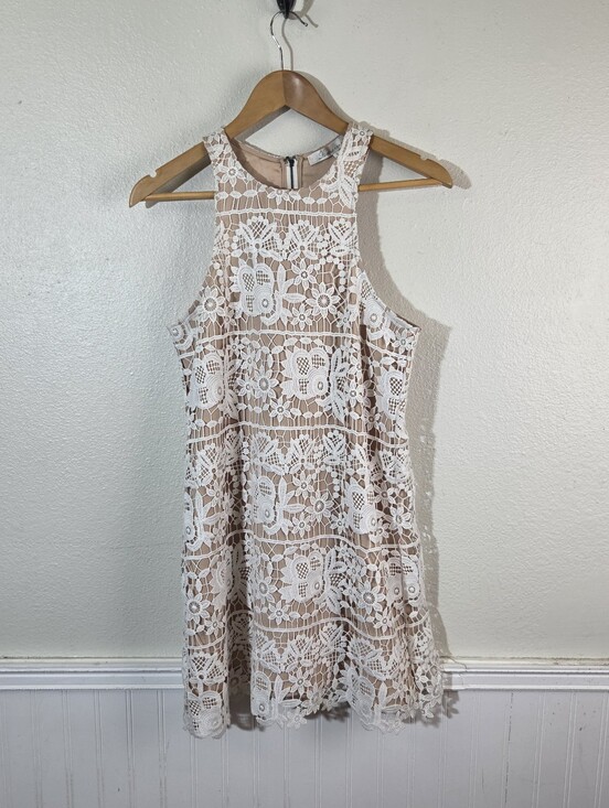 Lovers + Friends Dresses & Skirts - Lovers + Friends White Floral Crochet Lace Mini Dress S Sleeveless Back Zip Boho